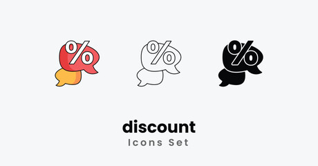 discount Icons thin line and glyph vector icon stock illustration