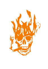 Tete de mort flamme crane en feu cigare