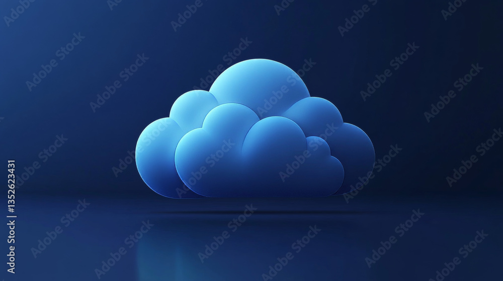 Poster cloud computing technology concept transfer database backup. there is a prominent large cloud icon i