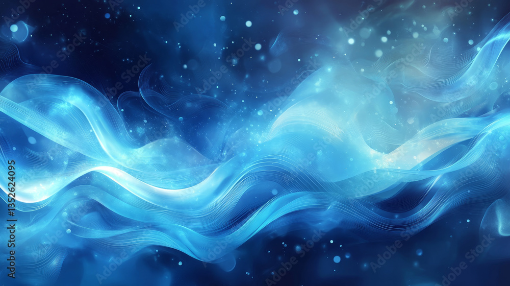 Poster blue particle line wave abstract background modern design with copy space, vector illustration for y