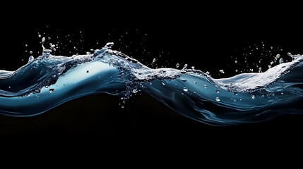 Waves in blue and white on black background