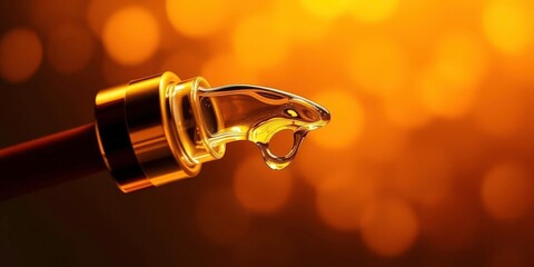 Luxurious gold serum in dropper bottle, close-up,  regenerating,  effect