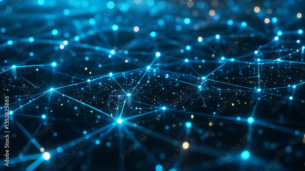Poster 3d rendering technology digital data network connections, big data analysis and, cyber security, tec