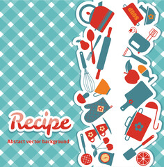 Kitchen abstract background on blue.