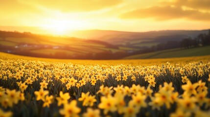 Naklejka premium a beautiful daffodil field in springtime 