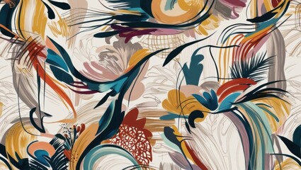 Vibrant Abstract Floral Print Design for Fabrics