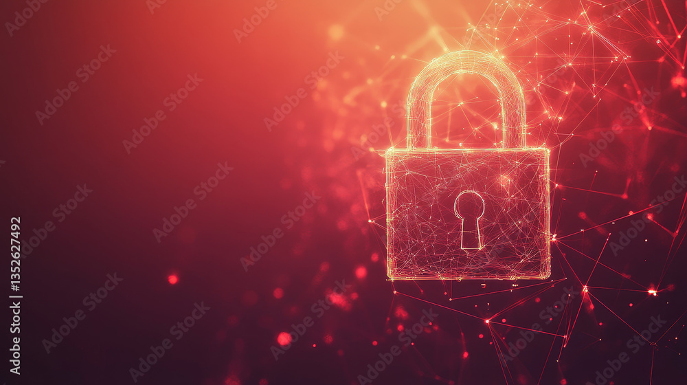 Poster padlock icon cyber security, digital data network protection, future technology digital data global 