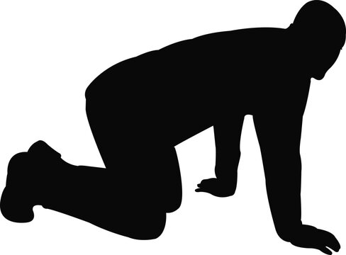 a man crawling body silhouette vector