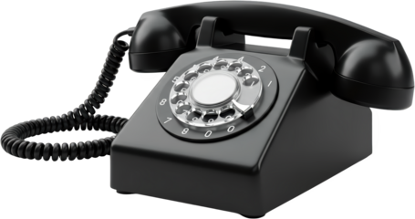Classic Black Rotary Phone Vintage Communication Device with Coil Cord