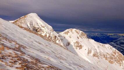 Blick zur Vorderen Gro&szlig;wandspitze 2373m rechts, und links die Hintere Gro&szlig;wandspitze 2437m
