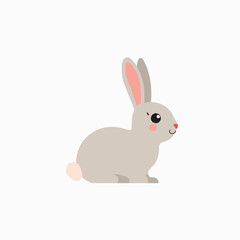 Fototapeta premium Niedlicher Hase sitzt auf weißem Hintergrund