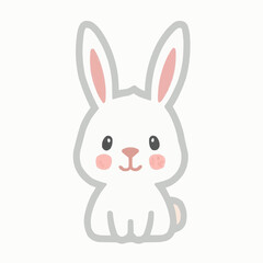 Niedlicher Hase sitzt auf weißem Hintergrund

