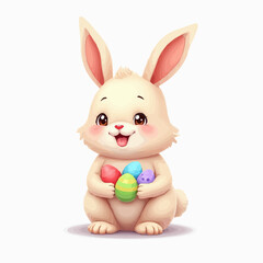 Osterhase hält bunte Eier

