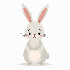 Obraz premium Niedlicher Hase sitzt auf weißem Hintergrund