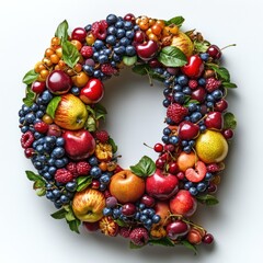 Vibrant Fruit Wreath Forming the Letter Q