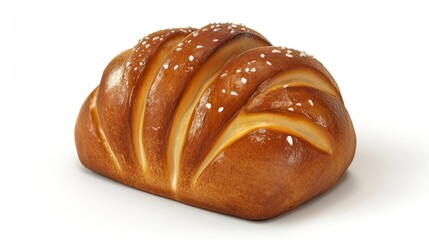 Freshly baked golden croissant with flaky buttery texture and tempting aroma displayed on a white background  This delectable pastry is a classic breakfast or snack item