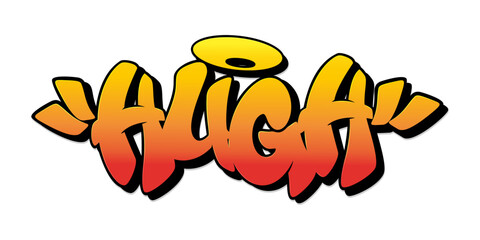 Hugh name in graffiti style. Vector illustration.