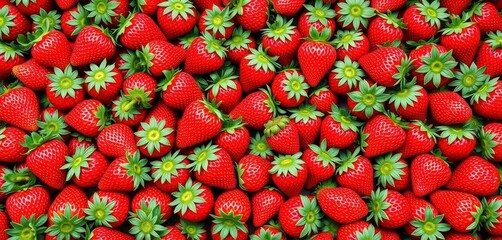 Rows of ripe strawberries in a repeating geometric pattern, texture, design element