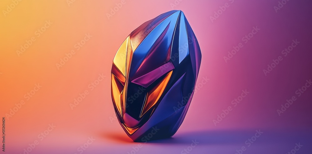 Poster a geometric abstract object with vibrant colors and sharp edges