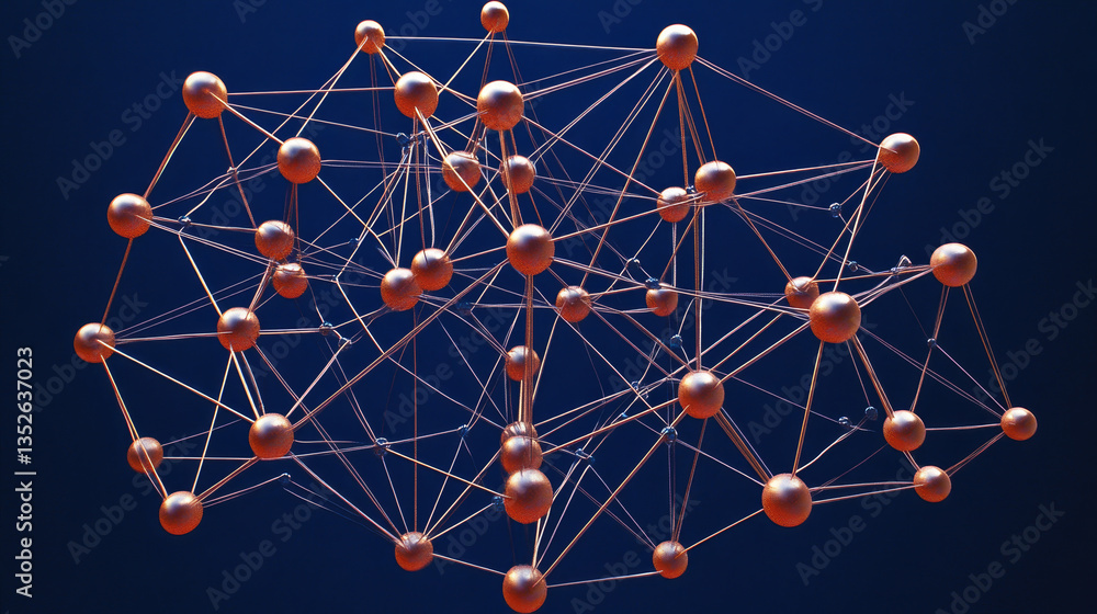 Poster abstract internet network technology concept of interconnected polygons with dark blue background. b
