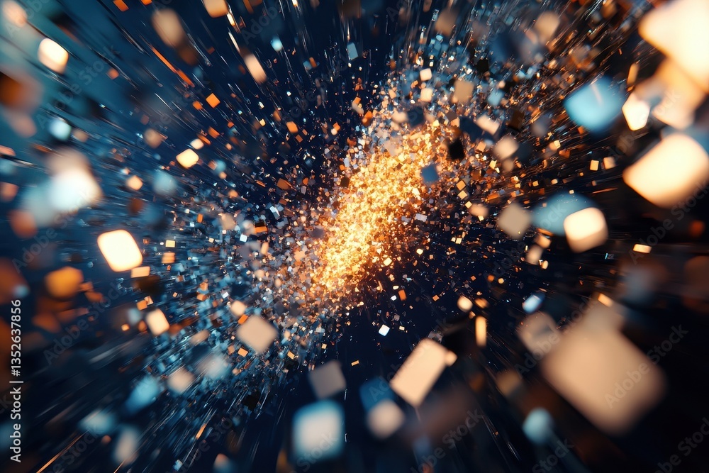 Aufkleber a dynamic abstract representation of bright light and scattered particles