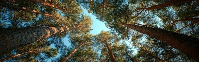 Obraz premium Exploring the tall pine forest