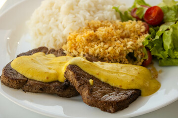 beef steak with rice