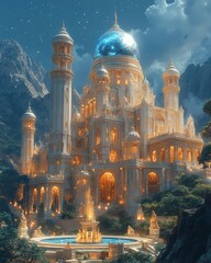 Obraz premium A majestic temple nestled in the heart of an enchanted forest, surrounded by towering columns.