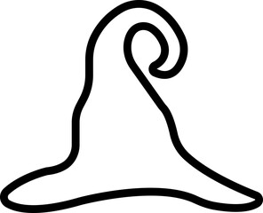 Magic Wizard Witch Hats showing cap a black witch hat icon in line isolated on a transparent background.
