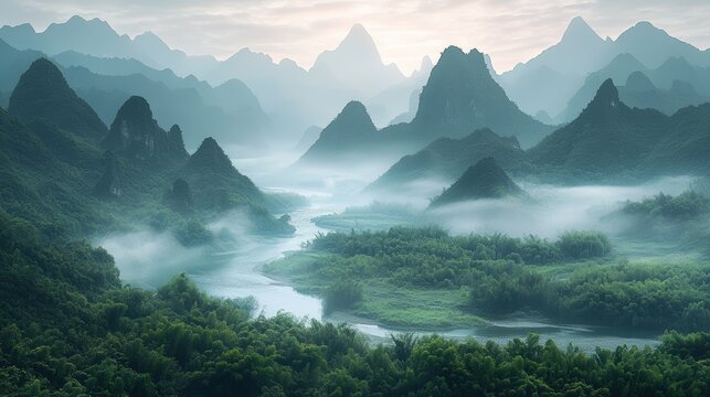 a river flowing through a mountainous landscape 