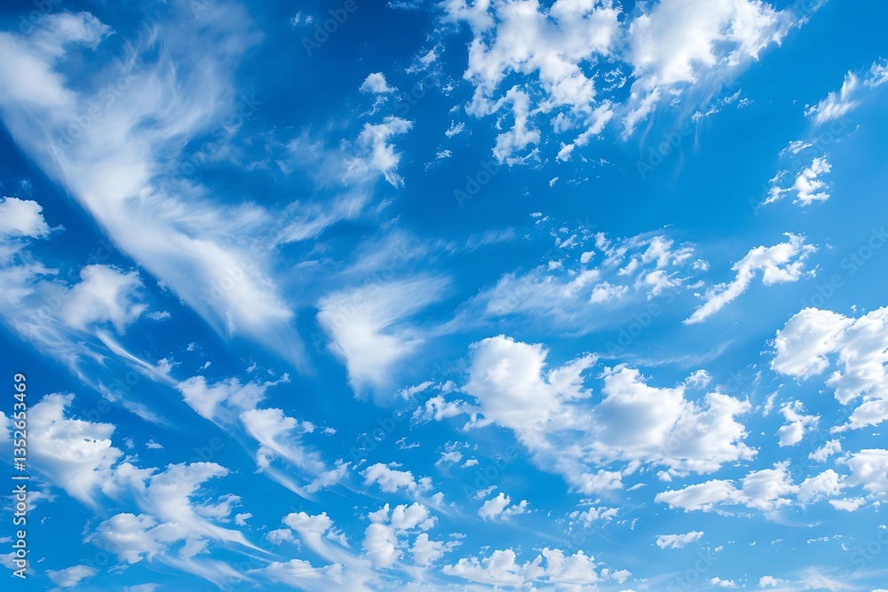 Wall mural sky with high-altitude cirrus clouds streaking across.