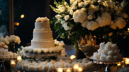 Gourmet desserts arranged beautifully for an upscale event. 