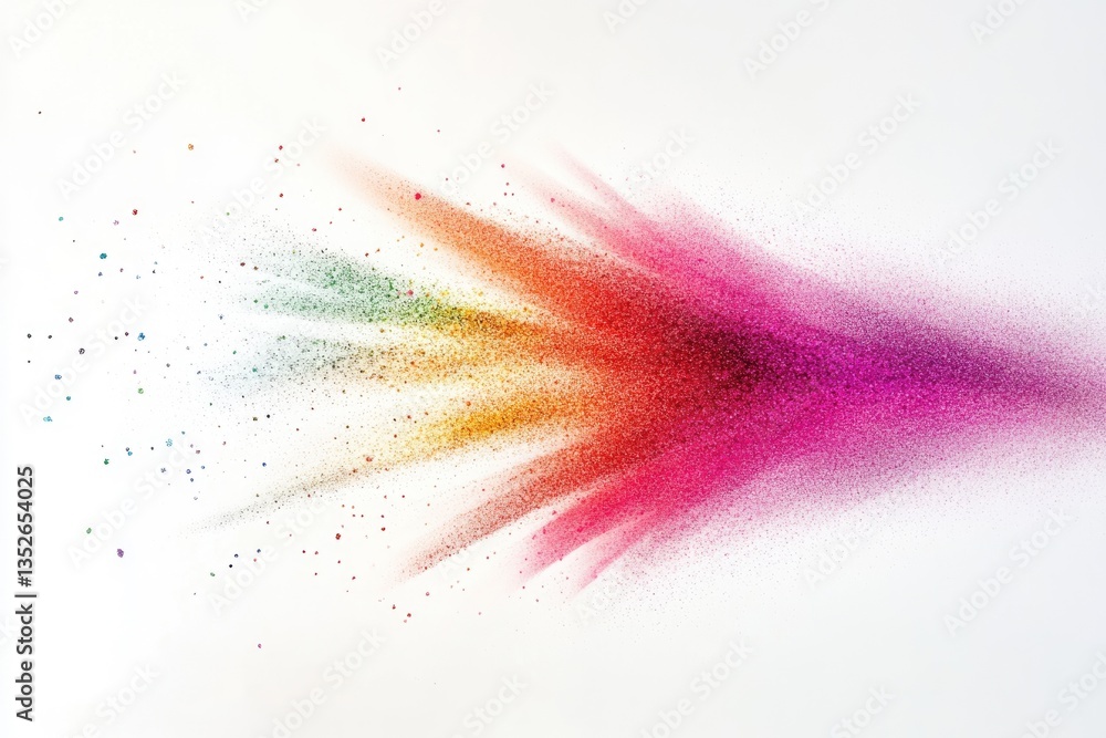 Poster a vibrant rainbow explosion of colorful powder, creating a dynamic and artistic effect.