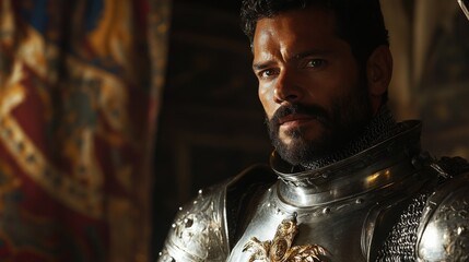 A Close Up Portrait Of A Knight In Full Armor