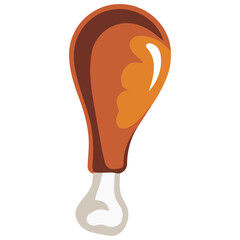 Drumstick Chicken Leg Icon Fried Food Vector