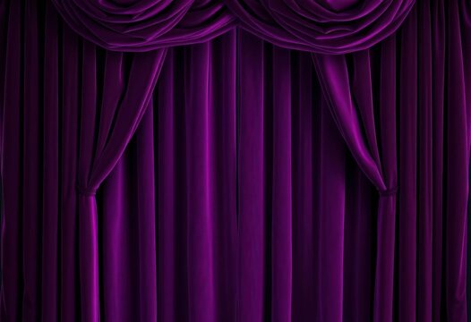 Velvet curtains, plush texture, deep amethyst hue,  lighting,  material