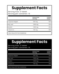 Supplement facts and vitamin facts template ,nutrition facts template design