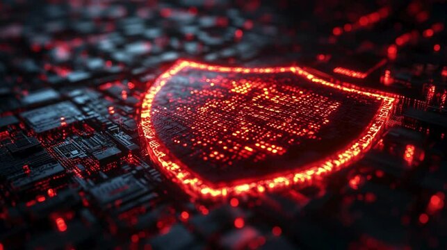 A 3D illustration of data being masked with a shield icon, symbolizing data protection and security. 5