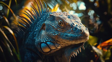 Fototapeta premium a beautiful iguana in the jungle 