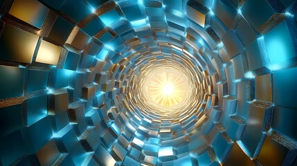 Blue and Gold Spiral Tunnel