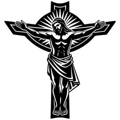 a silhouette jesus christ crucifix on