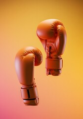 Iconic Orange Boxing Gloves – Isolated Leather Sports Equipment on a Clean, Bright Surface