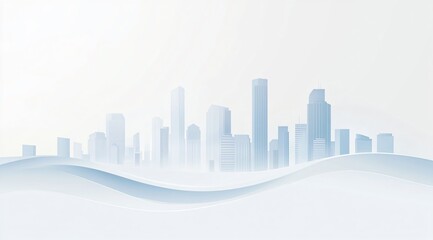 Abstract model of a white commercial city, featuring minimalistic design elements and an open background. The image emphasizes the clean, modern aesthetic of urban architecture, with a focus on the si