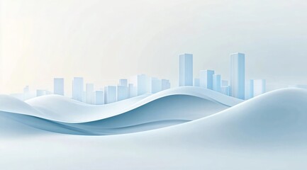 Obraz premium Abstract model of a white commercial city, featuring minimalistic design elements and an open background. The image emphasizes the clean, modern aesthetic of urban architecture, with a focus on the si
