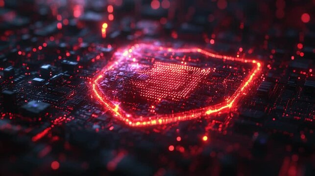 A 3D illustration of data being masked with a shield icon, symbolizing data protection and security. 7
