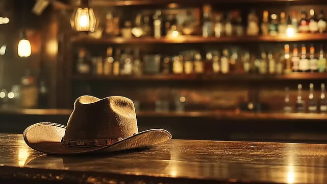 Cowboy Hat on Saloon Bar: A Western Still Life