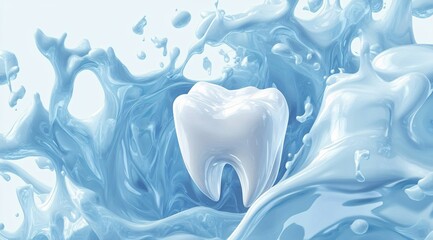 Teeth submerged in blue water, symbolizing dental care, hygiene, and protection. The image conveys the importance of maintaining clean teeth and promoting oral health, emphasizing love and care for de