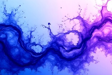 Ink splashes and swirls in water, creating a mesmerizing abstract pattern. The deep blues, purples, and pinks blend seamlessly.