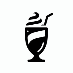 Obraz premium Milkshake Glass silhouette in black on a white background