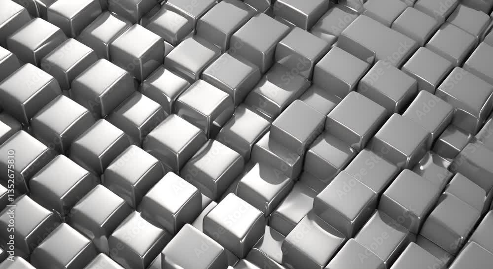 Poster a close up of shiny gray cubes arranged in a grid pattern 4k